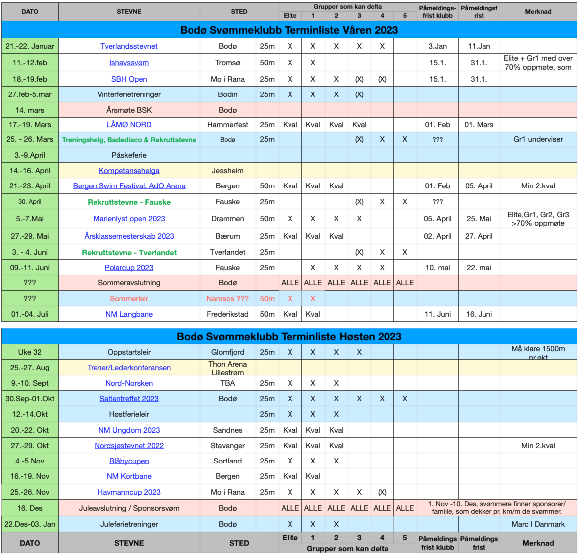 Terminliste 2023